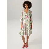 Aniston CASUAL Tunikakleid Blumendruck Braun/Grün/Rosa 36