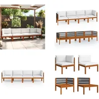 vidaXL 4 Sitzer Gartensofa mit Kissen Massivholz Akazie - Gartensofa - Gartensofas - Holz Gartensofa - Holz Gartensofas - Creme