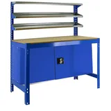 SimonRack Werkbank für Werkstatt, 910x610 mm, 3 Ablagen und Schrank, Tragfähigkeit 400 kg, Blau - BT-1