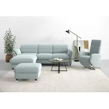sit&more Ecksofa Grenoble L-Form mit Federkern, wahlweise mit Bettfunktion, Bettkasten, Arm- und Kopfteilverstellung blau