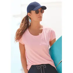 T-Shirt »Ranva«, mit Logodruck, Kurzarmshirt aus Baumwoll-Mix, sportlich, Gr. XXL (44), rosé meliert, , 38647905-XXL