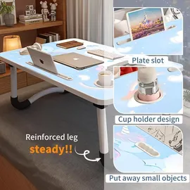 luxuskollektion Laptop-Tisch Cartoon-Tragbar Betttablett klappbare Beine Blau - Blau