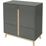 ML-Design Sideboard 80x40x86 cm Grün-Natur Kommode mit 4 Türen Kiefernholzfüßen,