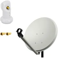 PremiumX Satelliten-Komplettanlage 80cm Antenne Hellgrau Satellitenschüssel TV Schüssel Satellitenantenne