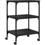 vidaXL Druckerständer, Druckertisch mit 4 Rollen 3 Ablagen, Druckerwagen für Büro Arbeitszimmer, Druckerhalter, Schwarz Holzwerkstoff