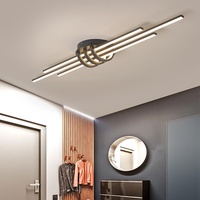 Bellastein LED Deckenlampe Modern Linie Design Flurlampe Dimmbar mit Fernbedienung Wohnzimmer Deckenleuchte für Schlafzimmer Wohnzimmer Flur Küche Büro (Schwarz, L110cm)