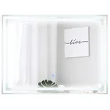 Costway Badspiegel, mit Doppelte LED-Lichtquellen, Memory-Funktion, dimmbar silberfarben rechteckig | 60 cm x 80 cm x 3 cm