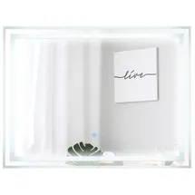 Costway Badspiegel, mit Doppelte LED-Lichtquellen, Memory-Funktion, dimmbar silberfarben rechteckig | 60 cm x 80 cm x 3 cm