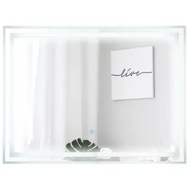 Costway Badspiegel, mit Doppelte LED-Lichtquellen, Memory-Funktion, dimmbar silberfarben rechteckig | 60 cm x 80 cm x 3 cm
