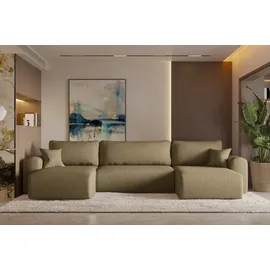 Kaiser Ecksofa mit schlaffunktion und bettkasten, Sofa U-form, Couch U-form CAPRI Verita Hellbraun - Hellbraun