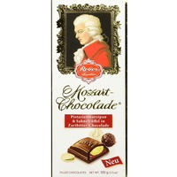 Reber Mozart-Chocolade, Zartbitter-Schokolade, Pistazien-Marzipan, Mandeln, Sahne-Trüffel, Tolles Geschenk, 5 x 100 g Tafeln