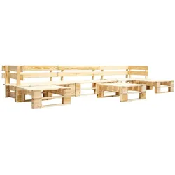 vidaXL 6-tlg. Garten-Paletten-Sofagarnitur Holz Natur