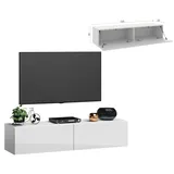 4housedesign® TV Board Lowboard Hängend | Fernsehschrank tv Sideboard Wohnzimmer | Lowboard Wohnzimmer fernsehregal tv Board Hängend tv Shrank tv 55 Zoll - TV Lowboard Weiß 120cm