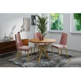 WFL GROUP Esstisch Flora (erhältlich in zwei Größen – 100/120 cm, ausziehbar auf 180/200 cm), platzsparender Tisch in Holzoptik für Küche, Esszimmer oder Wohnzimmer braun 120 cm x 76 cm x 120 cm