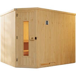 weka Sauna Varberg, BxTxH: 244 x 194 x 199 cm, 68 mm, (Set) 7,5 kW Bio-Ofen mit digitaler Steuerung beige