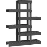 vidaXL Pflanzenständer, Pflanzenregal mit viel Platz, Blumenständer für Innen Außen, Blumenregal Blumentopf Ständer Garten, Grau Massivholz Kiefer