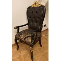 Casa Padrino Luxus Barock Esszimmer Stuhl mit Armlehnen Schwarz