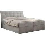 MKS Meble MKS Boxbett, Hellgrau, Textil, 2-Sitzer, H4, Rechteckig, 180x200 cm, Schlafzimmer, Betten, Boxspringbetten