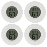 ALMOCN 4X Mini LCD Digital Thermometer Temperatur Luftfeuchtigkeit Tester Hygrometer für Kühlschrank Aquarium -50°C~+70°C (Weiß)