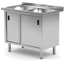 HENDI Tisch mit Schrank, – verschweißt, mit Schiebetüren, Profi Line, 1000x600x(H)850mm,
