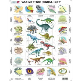 Larsen HL9 Faszinierende Dinosaurier, Deutsch Ausgabe, Rahmenpuzzle mit 35 Teilen