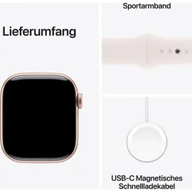 Apple Watch Series 10 GPS + Cellular 46 mm Aluminiumgehäuse roségold Sportarmband blassrosa S/M