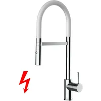 VIZIO Niederdruck Küchenmischer mit schwenkbarem Auslauf und abnehmbarer 2Strahl Handbrause Weiß
