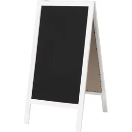 Mendler XL Werbetafel HWC-C17, Aufsteller Kreidetafel Kundenstopper, 2 Schreibflächen klappbar, 100x50cm ~ weiß shabby