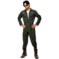 Herren Top Gun Aviator TV Film 1980er 80er Jahre Junggesellenabschied Kostüm Outfit M-XL (Medium) Grün