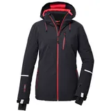 KILLTEC Damen Skijacke/Funktionsjacke mit abzippbarer Kapuze und Schneefang KSW 81 WMN SKI JCKT, schwarz blau, 42,