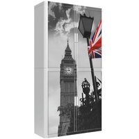 Rollladenschrank Motiv Britische Flagge vor dem Big Ben silber, easyOffice, 110x204x41.5 cm