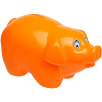 große XL - Spardose - Schwein - orange - 19 cm groß - stabile Sparbüchse aus Kunststoff/Plastik - Sparschwein - Glücksbringer - für Kinder & Erwachsene/lu..
