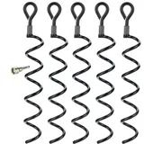 5 Stück Spiralanker 38 cm Bodenanker mit Einschraubhilfe Spirale Spiralhering Spiralbodenpfahl mit 5 Spiralen Outdoor Hund Erdanker
