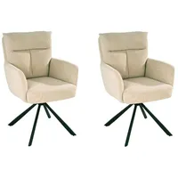 Home4You Polsterstühle 2er Set, Beige - Schwarz - Cord