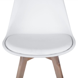 ETC Shop etc-shop Esszimmerstühle Eiche weiß Schalenstühle 4er Set Küchenstühle Holz, Kunststoff, PP Sitzpolster, PU Leder, BxTxH 48x42x82 cm, 4er Set