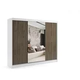 altdecor Schiebetürenschrank 250 x 215 x 61 cm Weiß/Eiche Wotan