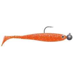 Jackson Fishing Kunstköder, Zanderbait 12cm Rigged Orange Glitter Zanderangeln Gummifisch montiert 12 cm