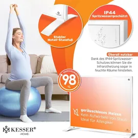 Kesser KESSER® Infrarotheizung Energiesparend 2in1 Standgerät & Wandmontage Elektroheizung mit Fernbedienung Thermostat & App-Steuerung Timer Elektrisch Heizpaneel Heizung Konvektor Standfüße
