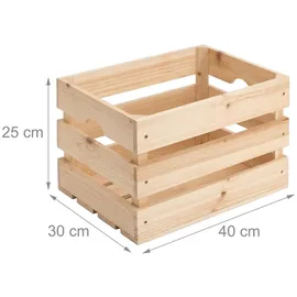 Relaxdays Holzkiste 40 x 25 x 30 cm 3-tlg. braun
