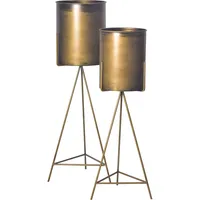 FineBuy FineBuy, Blumentopf, Blumentopf Pflanzenkübel 2er Set Metall Gold