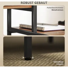 Homcom Schreibtisch Computertisch mit Monitorständer, CPU-Ständer, Bürotisch mit Druckerablage, PC Tisch mit 4 Regalen, Modern-Design für Home ... - Braun