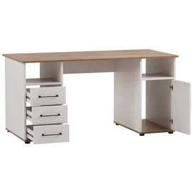 Schreibtisch Jelda Eiche Landhaus Nachbildung weiß B/H/T: ca. 150x74x70 cm - Eiche, Weiss