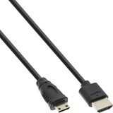 InLine HDMI Superslim Kabel A an C, HDMI-High Speed mit Eth., Premium, schwarz / gold, 0,5m