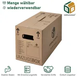 BB-Verpackungen Umzugskarton UMZUGSBOX, 2-wellig, 40kg Traglast, 632 mm x 288 mm x 330 mm braun