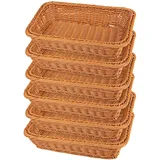 Weidenkorb, Brotkorb, gewebter Servierkorb, Tisch-Servierkorb für Restaurant, Bäckerei, Familienfeier, Hotel, Obst, Gemüse und Snacks, Braun, 6 Stück