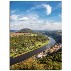 Artland Poster »Blick auf Elbe & die Sächsische Schweiz«, Berge & Alpenbilder, (1 St.), auf Keilrahmen gespannt Artland Farbe Bild(er): blau