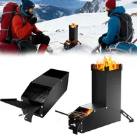 AufuN Raketenofen Outdoor Stecksystem aus massivem 3.5-mm-dickem Stahl, Holzkochherd Campinggrill zum Grillen im Freien, Terrasse, Garten, Camping für Dutch Oven, Grillpfannen Campingkocher (Schwarz)