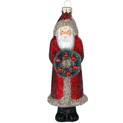 Christbaumschmuck Glas 15cm Weihnachtsmann Figur zum Aufhängen Handbemalt Weihnachtsbaum Anhänger Weihnachten Weihnachtsbaumschmuck Nikolaus Rot Gold