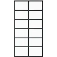 vidaXL Schiebetür ESG-Glas und Aluminium 102x205 cm Schwarz