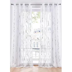 bonprix Gardine mit Glanz Druck (1er Pack), weiß, 245x140 cm
